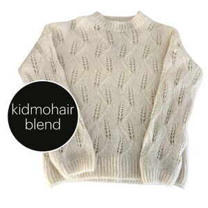 BELLERINA Cream Mohair Blend Open Knit Sweater oversized xl